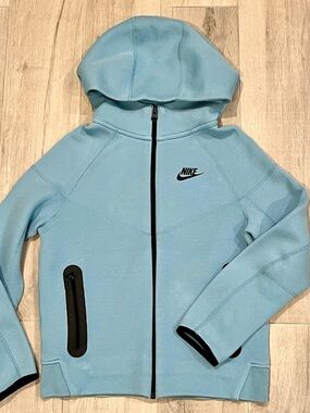 Nike Tech Fleece Boys Blue Full Zip Hoodie Jacket Size M